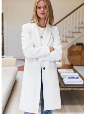 Emerson Fry White 2-Button Long Trench Coat